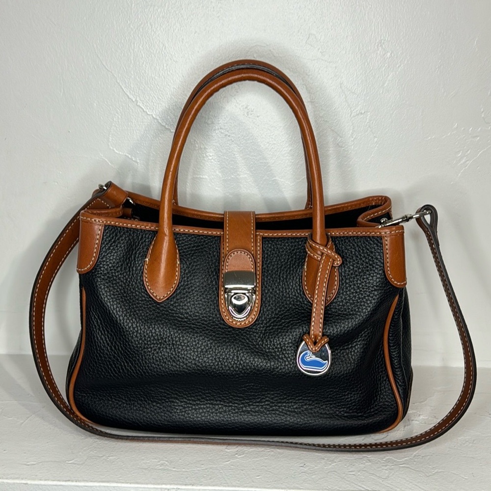 Dooney & Bourke Archives Black Pebble Leather Tucklock Tote